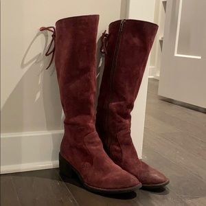 Burgundy Suede Born Boots- Size 8